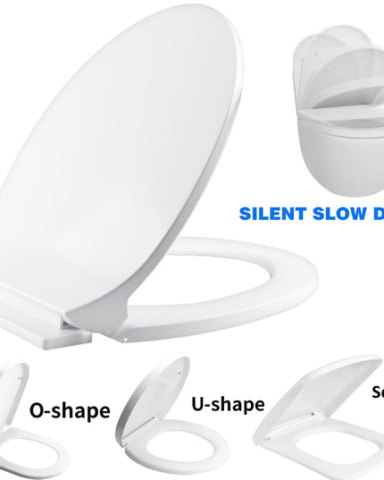 Slow Close O-Shape Toilet Seat Quiet Lid Durable Anti-Bacterial Simple Top Fixing Removable Universal Bathroom Accessories