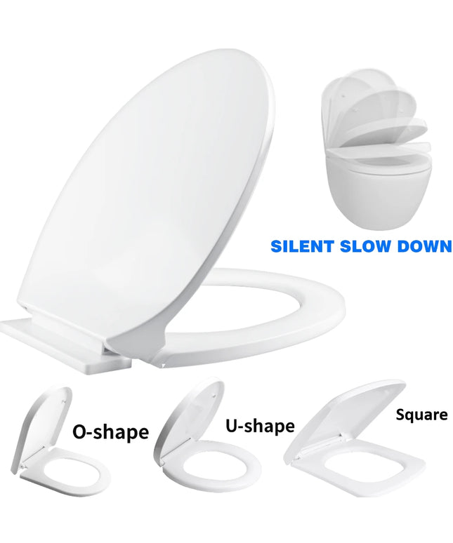 Slow Close O-Shape Toilet Seat Quiet Lid Durable Anti-Bacterial Simple Top Fixing Removable Universal Bathroom Accessories