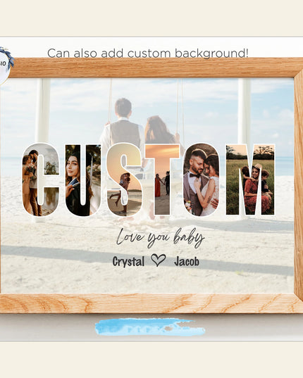 Custom Name Picture Collage Canvas Art Poster Personalized Text Photo Frameless Mural Home Birthday Gift Home Wall Decoration Pr