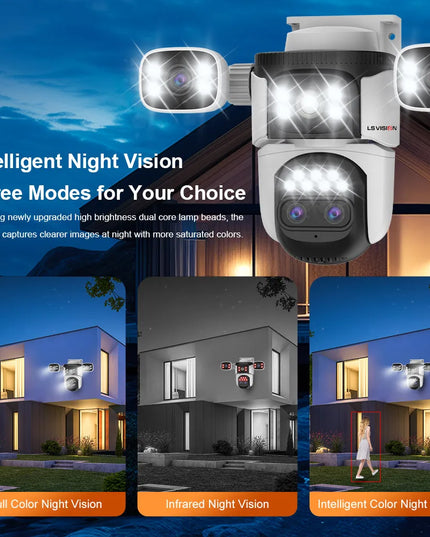 LS VISION 20mp 3 Screens Outdoor Surveillance Camera Wifi Camera 10X Zoom  10k PTZ Auto Tracking Two-way Audio Cctv Cam