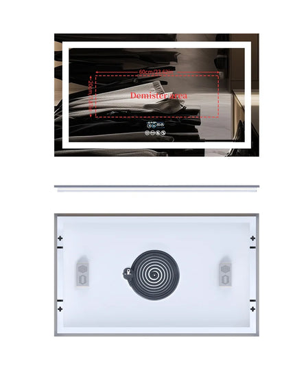 LUVODI Large Illuminated Bluetooth Bathroom Mirror Rectangle Anti-fog LED Bathroom Vanity Mirror with Bluetooth Speaker 3 Color