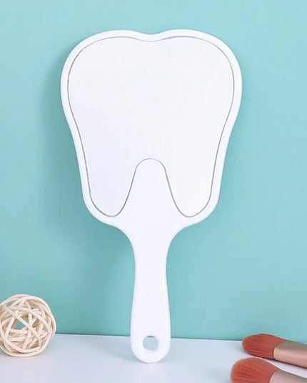 1PC Tooth Shaped Handheld Mirror Cute Makeup Mirror Durable High Definition Dental Mirrors Gifts