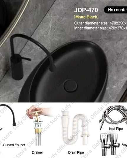 Nordic-style Hotel Countertop Basin Fashionable Art Bathroom Sink Egg-shaped Ceramic Sinks Various Styles Home Balcony Washbasin