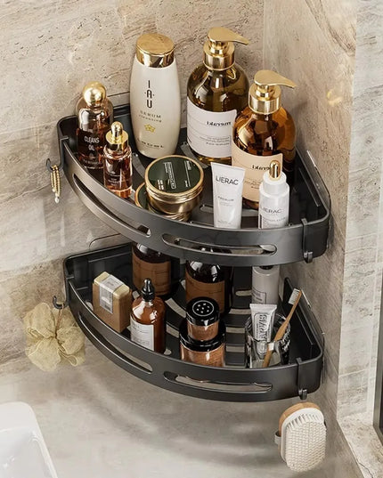 No Drill Wall Corner Bathroom Shelf Corner Shelf Storage Organizer Shower Shelf Shampoo Makeup Bathroom Accessories Towels Rack