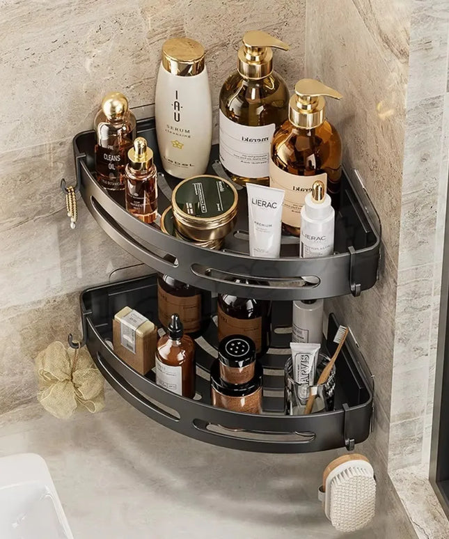 No Drill Wall Corner Bathroom Shelf Corner Shelf Storage Organizer Shower Shelf Shampoo Makeup Bathroom Accessories Towels Rack