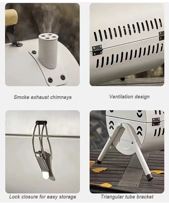 Portable Charcoal Grill Tabletop Outdoor Barbecue Smoker Small BBQ Grill for Outdoor Cooking Backyard Camping Picnics Beach