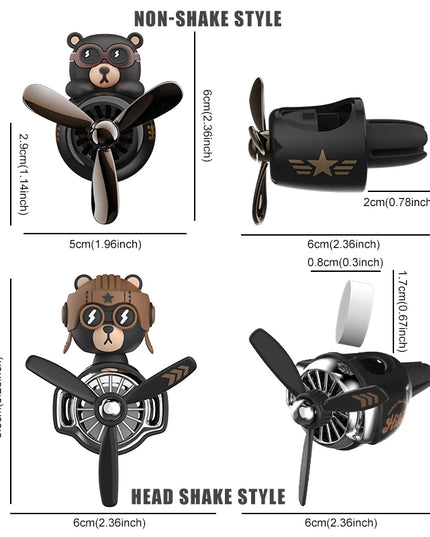 DIY aroma odorless car accessories interor decorations inside ornament plane pilot bear car air fresheners vent clip men cartoon
