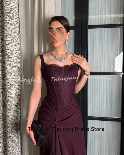 Thinyfull Arabic Mermaid Satin Prom Dress Sleeveless Evening Dresses 2025 Long Formal Event Gown Robe De Soirée Customized