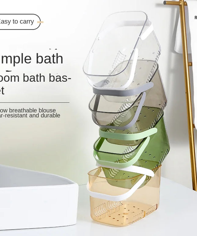 Transparent Portable Bath Basket Storage Basket Bathroom Toilet Shower Basket