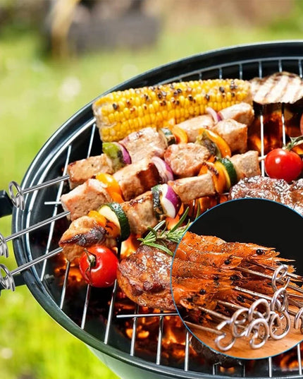 12Pcs Stainless Steel Air Fryer Oven  Barbecue Stick Kitchen BBQ Skewer Grill Reusable Baking Stick Needle Kebab Cooking Tool