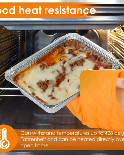 50/100pcs Aluminum Foil Trays with Lids Non-Stick Baking Pans Food Grade BBQ Bowl for Air Fryer Oven Baking Cooking Kitchen Tool