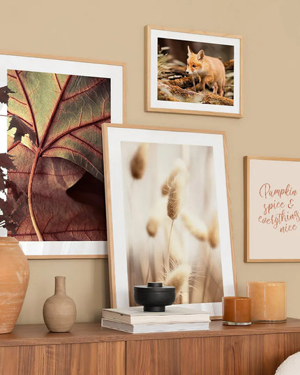 Autumn Scenery Wall Art Print Pumpkin Tree Grass Fox Canvas Painting food Poster Restaurant Kitchen Pictures Living Room Decor