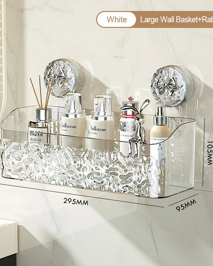Bathroom Shelf Wall Mounted Non Perforated Suction Cup Storage Basket With Glacier Pattern For Home Storage Products