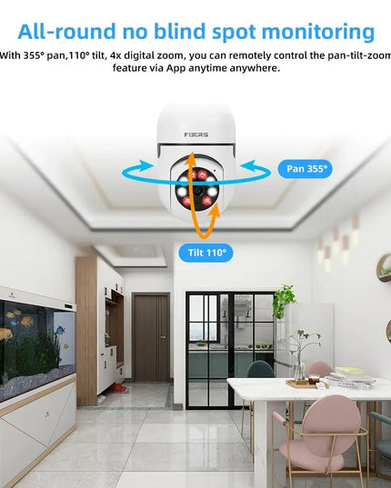 Fuers 5G Wifi IP E27 Bulb Surveillance Camera Night Vision Wireless Home Camera 2MP CCTV Video Security Protection Baby Mini Cam