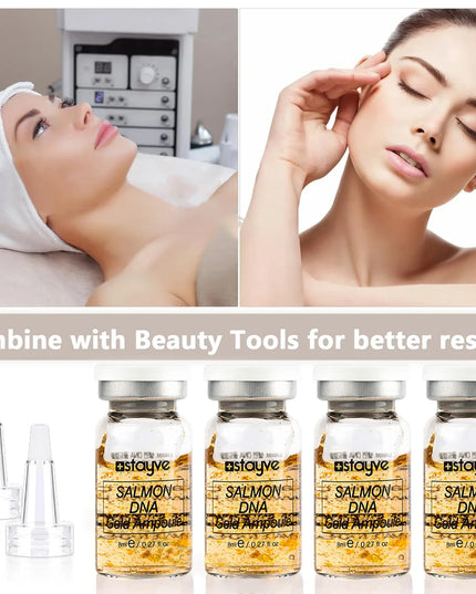 Stayve 8ml Salmon DNA Golden Ampoule Serum Kit Natural Ingredients, Moisturizing, Tender, Lifting, Firming Facial Care Skin