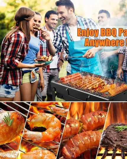 Portable BBQ Charcoal Grill Stainless Steel Small Mini BBQ Tool Kit Outdoor Cooking Camping Picnic Beach Portable BBQ