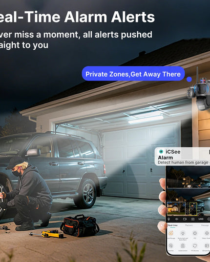 IP Camera Triple Lens Outdoor Sound Fills Speaker WiFi Camera AI Human Detection Auto Tracking PTZ HD Video Surveillance iCSee