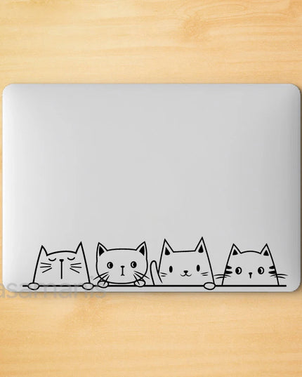 Peeking Cat Vinyl Sticker Car Window Bumper Decoration, Halloween Cats Decals Fur Kitten Laptop Stickers for Apple MacBook Decor