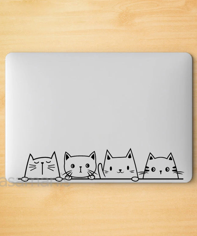 Peeking Cat Vinyl Sticker Car Window Bumper Decoration, Halloween Cats Decals Fur Kitten Laptop Stickers for Apple MacBook Decor