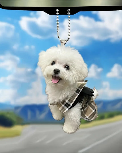 2D flat acrylic cute puppy holiday gift pendant cross-border car interior rearview mirror decoration pendant backpack pendant