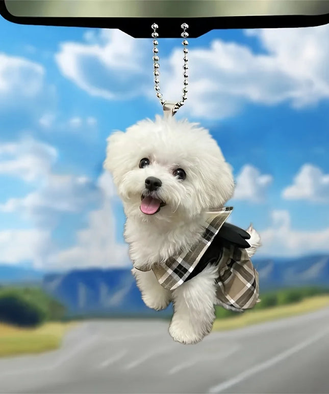 2D flat acrylic cute puppy holiday gift pendant cross-border car interior rearview mirror decoration pendant backpack pendant