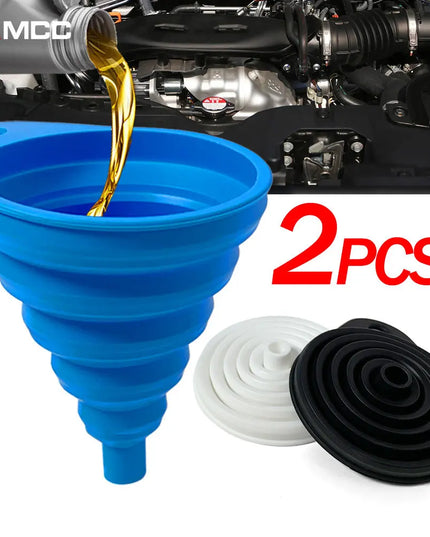2Pcs Foldable Car Engine Funnel Silicone Liquid Funnel Washer Engine Oil Petrol Change Tools for Motorcycle Car Acesssories