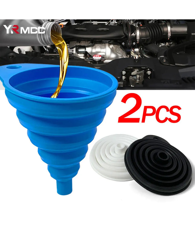 2Pcs Foldable Car Engine Funnel Silicone Liquid Funnel Washer Engine Oil Petrol Change Tools for Motorcycle Car Acesssories