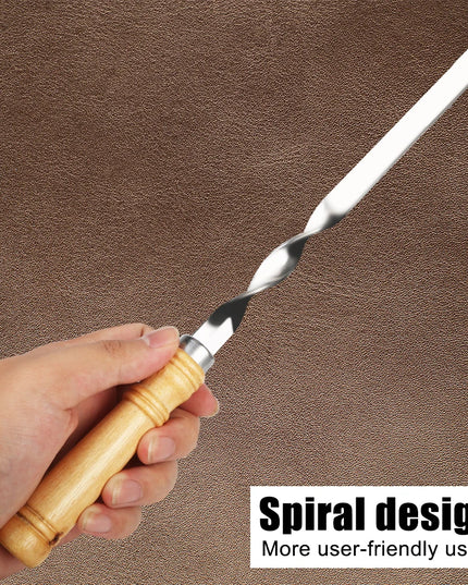 6Pcs Long Handle Shish Kebab Wood BBQ Fork Stainless steel Outdoors Grill Needle Barbecue Grill Stick 55cm 21.65" BBQ Skewers