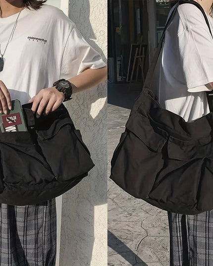 Women's School Messenger Bags For Women Shoulder Ladies Designer Handbag Solid Large Capacity Casual Canvas Shoulder Female Bags