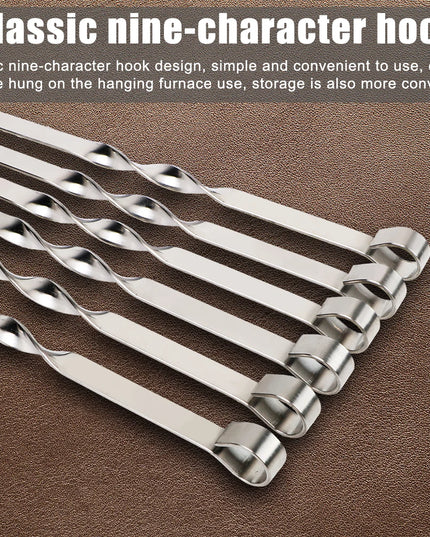 Stainless Steel Barbecue Skewer 6Pcs Wide BBQ Sticks Flat BBQ Fork Outdoor Camping Picnic BBQ Utensil Kitchen Accessories