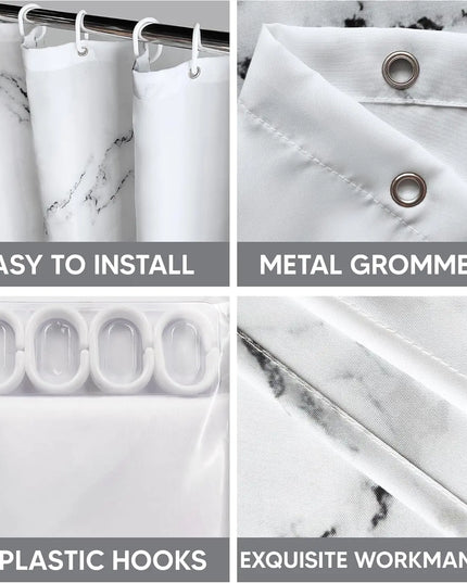 1pc Marble Printed Fabric Shower Curtain with Metal Grommets, Polyester Bath Curtain Widow Curtain Bathroom Decor & Accessories