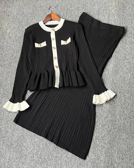 YuooMuoo Brand Fashion One-piece Knitted Maxi Dress Women Elegant V-neck Ruffled Slim Waist Bodycon Sweater Dress Party Vestido