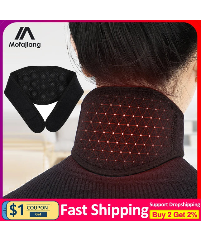 Tourmaline Magnetic Therapy Neck Brace Belt Pain Relief Massage Cervical Vertebra Protection Support Self-Heating Neck Care Belt