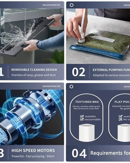 Electric Vacuum Sealer Food Storage Seal Touch Button Dry/Wet Built-in Cutter Kitchen Food Sealing Vacuum packaging machine