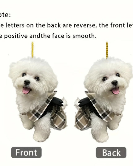 2D flat acrylic cute puppy holiday gift pendant cross-border car interior rearview mirror decoration pendant backpack pendant