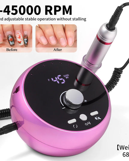 Professional Manicure Drill Machine 45000RPM Electric Nail Drill Machine White Pink Purple Nail Sander Gel Cuticle Remove