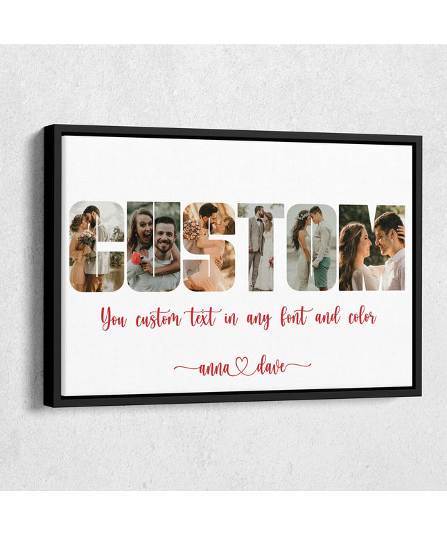 Custom Name Picture Collage Canvas Art Poster Personalized Text Photo Frameless Mural Home Birthday Gift Home Wall Decoration Pr