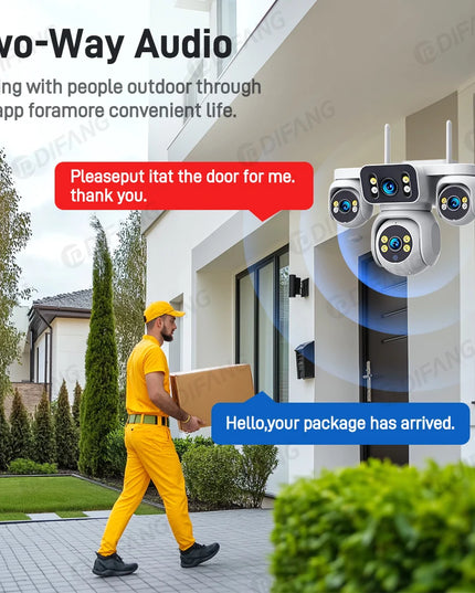 New 16X Zoom Four Screen 20MP WiFi Camera Four Lens 10K Video Surveillance Waterproof Auto Tracking Security Protection IP Cam