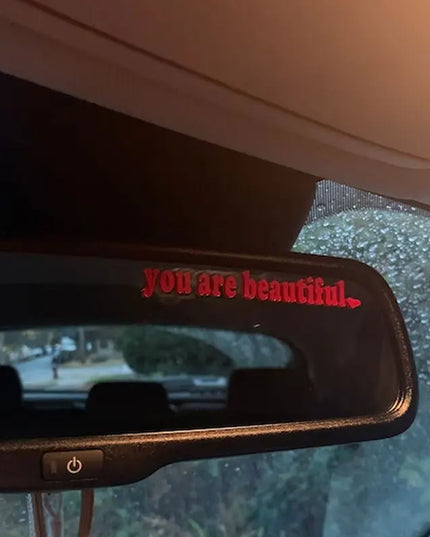 The Text Car Stickers You Are Beautiful Interior Decoration Rear View Mirror Fashion Stickers Creative Sport PVC Vinyl Decals