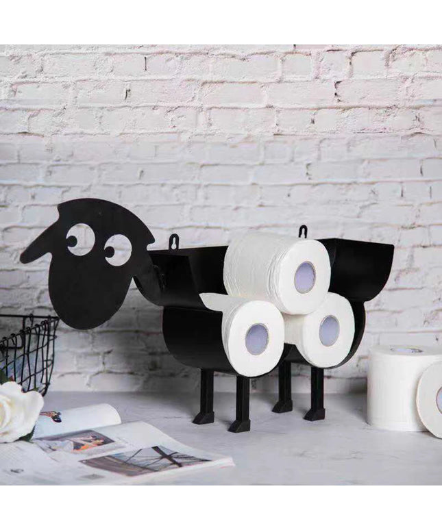 Cute Metal Sheep Dog Shape Toilet Tissue Rack Iron Free Standing Storage Rack Roll Paper Holder Bathroom Accessories