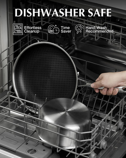 KOCH SYSTEME CS Hybrid Nonstick Stainless Steel Saucepan Set, 1QT & 2QT Triply Stainless Steel Saucepan Set