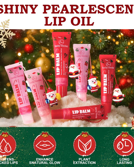 6 Colors Random Hair Moisturizing Fruit Scent Lip Gloss Long-Lasting Waterproof Liquid Lipstick Makeup Christmas Gift