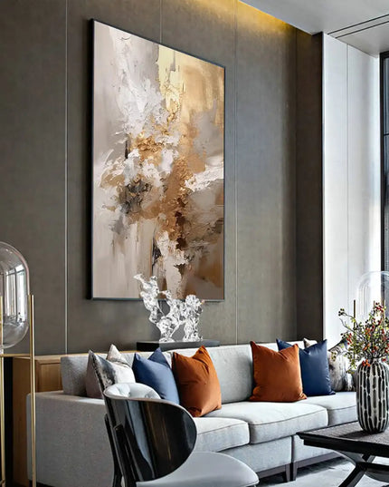 Abstract Texture Oil Painting On Canvas Minimalist Art Large Wall Art Gold Wall Decor Handmade Painting Living Room Decor Gift