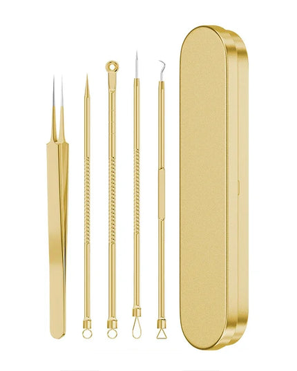 9/7/5PCS Acne Blackhead Removal Needles Kits Gold Color Stainless Steel Black Spot Blemish Pimple Cleansing Tool Face Skin Care