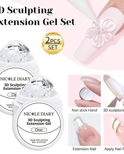 NICOLE DIARY White Non Stick Hand Extension Gel Nail Polish For 3D Shaping Carving Flower DIY Nail Art Extension Acrylic