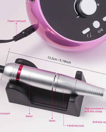 Professional Manicure Drill Machine 45000RPM Electric Nail Drill Machine White Pink Purple Nail Sander Gel Cuticle Remove