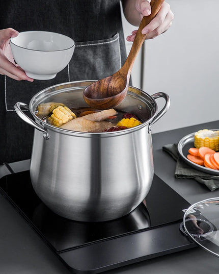 1pc Large Stainless Steel Stock Pot - Ideal for Soups, Stews, and More - Durable, Easy to Clean - Essential Kitchen Gadget