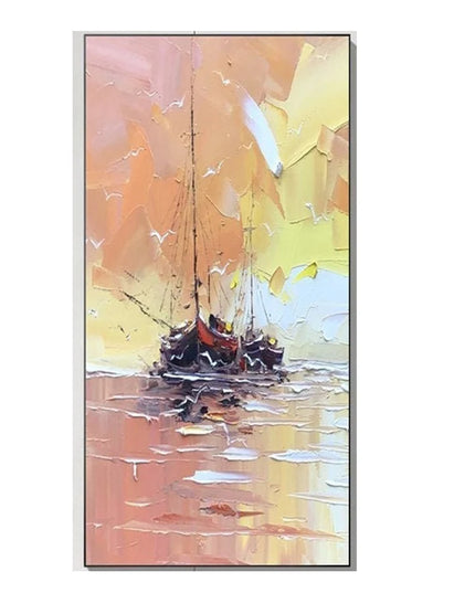 Beach Art Australia Large Boats Ocean Art Coastal Art Beach Oil Painting Hand Painted Ocean Thick Texture Modern Home Wall Art