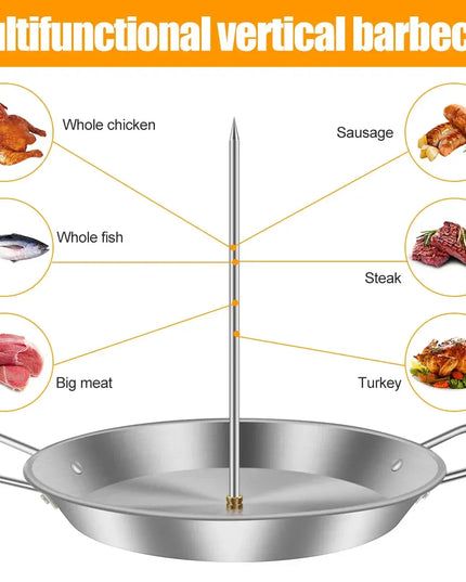 BBQ Vertical Meat Skewer Stainless Steel Roasting Meat Spit Skewers Brazilian Spikes Barbecue Grilling Rack Kitchen Accessories
