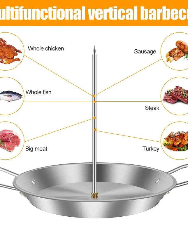 BBQ Vertical Meat Skewer Stainless Steel Roasting Meat Spit Skewers Brazilian Spikes Barbecue Grilling Rack Kitchen Accessories